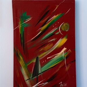 Abstract Red and Green Canvas Art